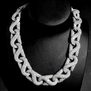 Collar de Cadena de Eslabones con Corte Brillante de Plata 925 Plateada Unisex Evanex Diamond, Estilo Hiphop, para Aniversario, Uso Diario, Micro - Product Image 2