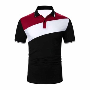 Polo pour homme, manches courtes, coupe classique, respirant, haut de sport d'été, noir, rouge, blanc, polyester - Product Image 1