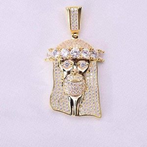 Fabricación de Joyería Hip Hop al por Mayor, Chapado en Oro de 14k, Diamantes de Imitación, Colgante Religioso con Zirconia de Jesús - Product Image 5