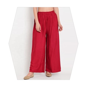Pantalon droit décontracté pour femme, 100 % rayonne douce, taille élastique, couleur unie, séchage rapide, devant plat, idéal pour l'été - Product Image 5