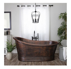 Low MOQ Free Customization Matte Finishing Copper Freestanding Bathtub Plain Luxurious Handicrafts Bulk Wholesaler - Product Image 2