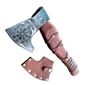 Custom Handmade Nordic Rune Pattern Flat Backed <b>Axe</b> <b>Wood</b> Handle High Carbon Steel Blade 3-Year Warranty Wall Decor Outdoor - Product Image 1