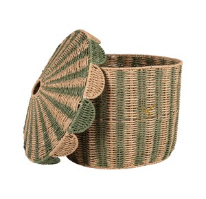 Cesta de Almacenamiento de Seagrass con Forma de Carpa de Circo, Tejida a Mano, con Rayas y Tapa con Borde Festoneado, para la Habitación Infantil - Product Image 1