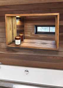 Rustic <b>Rectangular</b> Solid Wood Shadow Box Wall <b>Mirror</b> Deep Recessed Timber Frame Entryway Storage Ledge <b>Mirror</b> Decor Artwork Unit - Product Image 4