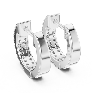 Pendientes de Aro Redondos con Diamantes Blancos, Pendientes con Halo en Tono Plateado para Regalo de Boda o Fiesta - Product Image 3