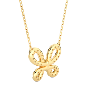 18K <b>Solid</b> Yellow <b>Gold</b> Lab Grown Diamond Butterfly <b>Pendant</b> Necklace Women Elegant Fine Jewelry Gift - Product Image 3