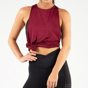 2026 Premium Women's <b>Maroon</b> Sleeveless Tank <b>Top</b> O-Neck Knitted Breathable Sporty Fit Regular Length Solid Color Polyester Fabric - Product Image 5