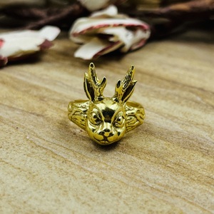 Anillos de conejo de diseño único, estilo bohemio, de latón, con baño de oro de 18k, para mujer, joyería llamativa con diseño de zorro y conejo, para venta al por mayor/OEM/ODM - Product Image 1