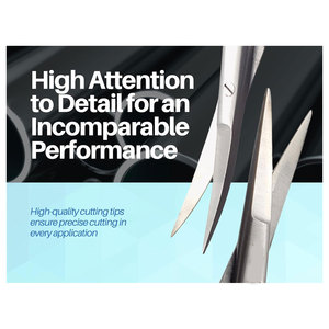 กรรไกรผ่าตัด สแตนเลส สเตนเลสสตีล ตรง/โค้ง 4.5 นิ้ว ตัดละเอียด ปลายแหลม สำหรับผ่าตัด ตัดหนัง ตัดเยื่อคาง ตัดไหมเย็บ - Product Image 2