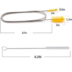 Flexible 67-inch Double-Ended Elastic Hose Pipe <b>Drain</b> <b>Brush</b> 2pcs 8.2-inch Straw Cleaning <b>Brush</b> Nylon Cleaning <b>Brush</b> Cleaning - Product Image 4