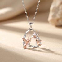 Collier Colibris en Laiton avec Pendentif Cœur et Fleur de Lotus, Chaîne Oiseau, Bijoux Colibris pour Maman, Filles, Femmes
