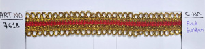 Ribete de Encaje Rojo Dorado de Alta Calidad para Prendas, Zapatos y Bolsos - Decoración de Moda Nupcial Ecológica (Poliéster/Algodón) - Product Image 4