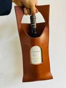 Estuche de Vino de Cuero Genuino de Primera Calidad, para una Sola Botella, Elegante Bolsa de Transporte para Vino, LEB-0098B - Product Image 2
