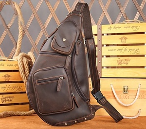 กระเป๋าคาดอกหนังแท้สำหรับผู้ชาย, กระเป๋าคาดอกหนังแฟชั่นดีไซน์ใหม่ - Product Image 4
