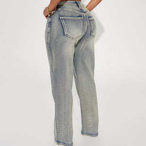 Hot Sale High Waist Wide Leg Stonewashed Denim Jeans With <b>Sequined</b> Dot Print Loose Fit Full Length Spring Style Women's <b>Pants</b> - Product Image 2