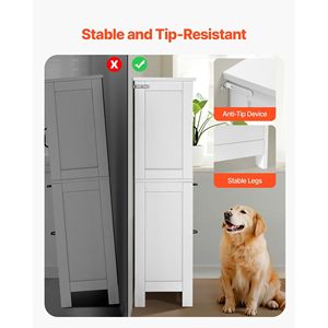 Mobiletto da Bagno Moderno a 4 Ripiani in Legno con 2 Ante e 2 Cassetti Regolabili per Arredamento Casa - Product Image 6