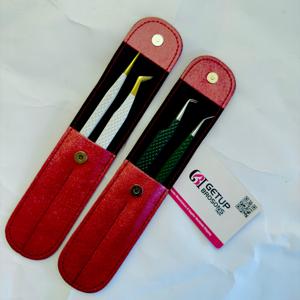 แหนบต่อขนตา สแตนเลส 45/Boot/Straight/90 สีเขียว/ขาว ปลายเหล็กเรียบเคลือบทอง ขนาด 10 มม. แบบเรียว ยาว สำหรับต่อขนตาแบบวอลลุ่ม - Product Image 1