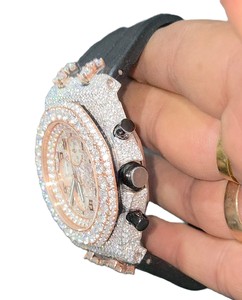 Montre chronographe à quartz Miyota en or rose de luxe, bracelet en caoutchouc analogique, boîtier en acier inoxydable pour homme, résistance à l'eau 10 bars - Product Image 2