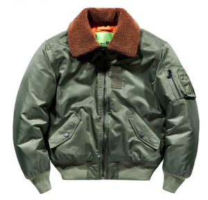 Chaqueta Bomber de Lona Recubierta Personalizada al por Mayor con Cuello Delgado para Marcas de Streetwear Estadounidenses, Entrega Rápida - Product Image 1