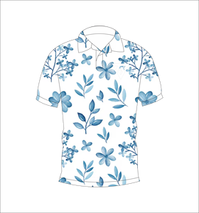 Custom <b>White</b> Blue Floral Print <b>Polo</b> Shirt Short Sleeve Breathable Casual Golf Uniform T Shirt for Men - Product Image 1