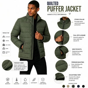 OEM ODM Premium Quilted Winter Puffer <b>Jacket</b> Ready Stock Private Label Outerwear Factory Men's Quick Dry Cotton Filled - Product Image 1