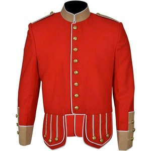 Hot Selling 2026 Ventoria Enterprises Scottish <b>Wool</b> Blend White Trim <b>Red</b> <b>Wool</b> Highland Doublet Pipe Band Jacket Top Wholesale - Product Image 1