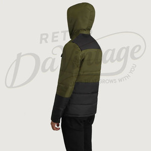 Veste matelassée personnalisée pour homme, vert olive contrastant, multi-poches, à capuche, parka d'hiver, chaude, matelassée, utilitaire, cargo, pour l'extérieur - Product Image 2