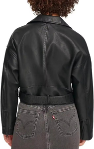High Quality Faux Leather Cropped Moto <b>Jacket</b> <b>Ladies</b> 2026 - Product Image 3
