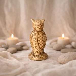 Figurine d'hibou en laiton texturé SHUBHAM, artisanat en métal, statue d'hibou sculptée, décoration de bureau pour étagère - Product Image 5