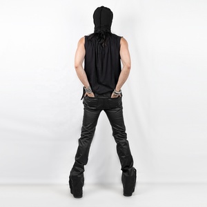 Pantaloni <span class=keywords><strong>Cargo</strong></span> <span class=keywords><strong>Neri</strong></span> Personalizzati in Denim Cerato da Uomo - Product Image 4