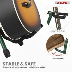 5Core Foldable <b>Padded</b> Guitar <b>Stool</b> with Backrest & Foot Rest for Musician - Product Image 6