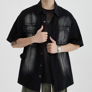 OEM <b>Mens</b> Denim Jean <b>Jacket</b> Casual Outwear Fall <b>Jacket</b> Denim Button up Coat Oversize Denim <b>Jacket</b> for <b>Men</b> acidwash fashion casual - Product Image 1