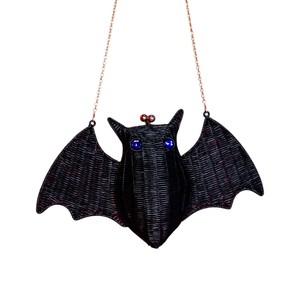 Bolsa de Almacenamiento Hecha a Mano con Forma de Murciélago de Ratán, con Ojos Azules, Diseño de Animales, Cesta Tejida, Diseño Portátil - Product Image 1