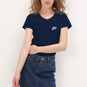 Camiseta de algodón para mujer, manga corta, cuello redondo, suave, transpirable, lisa, con logo personalizado, informal, a la moda, al por mayor. - Product Image 1