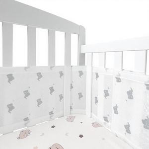 Protector de Cuna Transpirable de Malla para Bebé, 100% Algodón Orgánico, con Estampado de Elefantes, Certificado CPC, Marca Annamar Clothing - Product Image 1