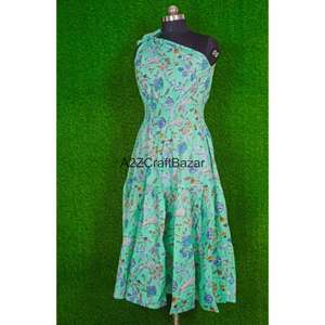 Robe midi moulante en coton 100% à imprimé floral multicolore, boutonnée sur une épaule, pour femme, décontractée, tendance, été, très vendue - Product Image 6