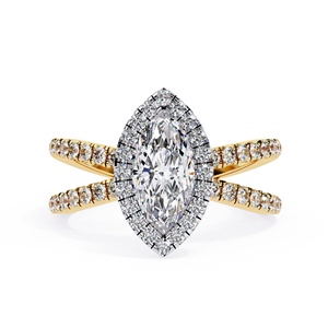 Anillo de Diamante Cultivado en Laboratorio de Corte Marquesa de 1 Quilate de Calidad Única con Piedras Laterales Redondas, Joyería Fina de Oro Sólido de 14K para Compromiso - Product Image 6
