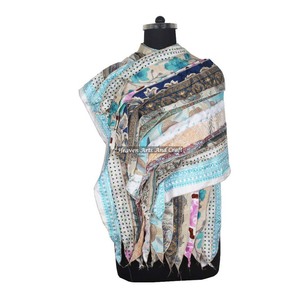 Recycled Poly-<b>Silk</b> Sari 15 Strips Indian Poly-<b>Silk</b> <b>Scarf</b> Indian Women's <b>Scarves</b> Long Poly-<b>Silk</b> <b>Scarf</b> Recycled Wholesale - Product Image 5