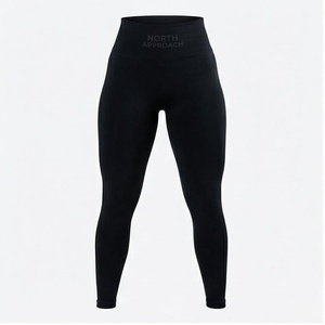 Leggings longs taille haute North Approach, noirs unis, sans coutures, extensibles dans quatre directions, pour le yoga et les vêtements de sport pour femmes - Product Image 1