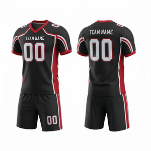 Custom Sublimated Breathable American Football Uniform Jersey Shorts Set Front Logo Position 100% Polyester Anti-Bacterial Quick - Product Image 2