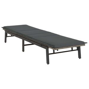 Tumbona Ajustable de Ratán PE Gris y Acero con Recubrimiento en Polvo, Muebles de Exterior Duraderos - Product Image 4