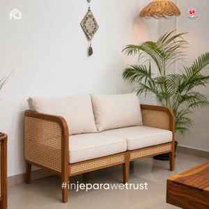 Muebles Contemporáneos de Dos Plazas para Vestíbulo de Hotel, Madera de Teca Sólida y Ratán, Elegantes y Modernos para Sala de Estar de Apartamento, Resort o Villa, Proveedor de Muebles - Product Image 1