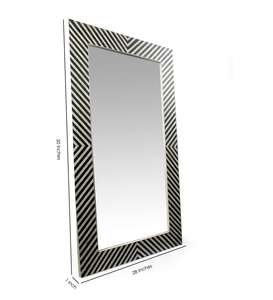 Espejo de Pared con Incrustaciones de Hueso Blanco y Negro, Espejo Decorativo Rectangular Grande para Sala de Estar, Dormitorio, Baño, Decoración de Pared - Product Image 2