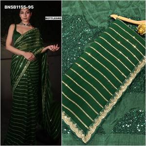 Bollywood Design Modern Style Georgette with 5mm Sequins Embroidered <b>Saree</b>- Silk <b>Blouse</b> Collection Wholesale Supply - Product Image 5