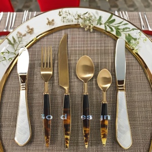 New Design Luxury High Quality Hotels and Wedding Tableware Flatware <b>Set</b> with Mirror Polish Horn Handle Stainless Steel - Product Image 5