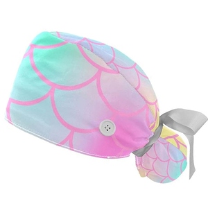 Gorro Quirúrgico Unisex con Estampado Floral, Cierre con Botones y Lazos, Tejido Elástico de Spandex/Poliéster, Sin Costuras, para Hospital - Product Image 4