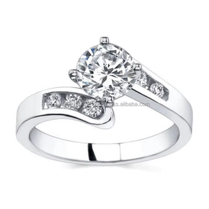 Bague en diamant naturel véritable de 1,00 ct, taille ronde |   Bague de fiançailles et de mariage en or blanc 14 carats, design à double sangle, sertie de griffes, bijoux fins - Product Image 3