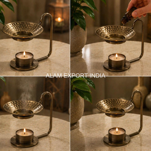 Newest Stylish Lumiere Pine Scented Brass Essential <b>Oil</b> Burner For Home Decorate Daily Use Fragrance <b>Oil</b> Diffuser Iron Burner - Product Image 4