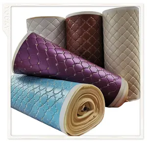 Embroidered Leather Hot Customized any Design Quilted Leather with Sponge for Home and Furniture Decoration Car Bus Upholstery