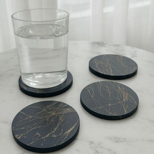 Sous-verres ronds en bois à poids équilibré, résistants à la chaleur, antidérapants, pour tasses à café, thé, verres, protection de table à manger - Product Image 4